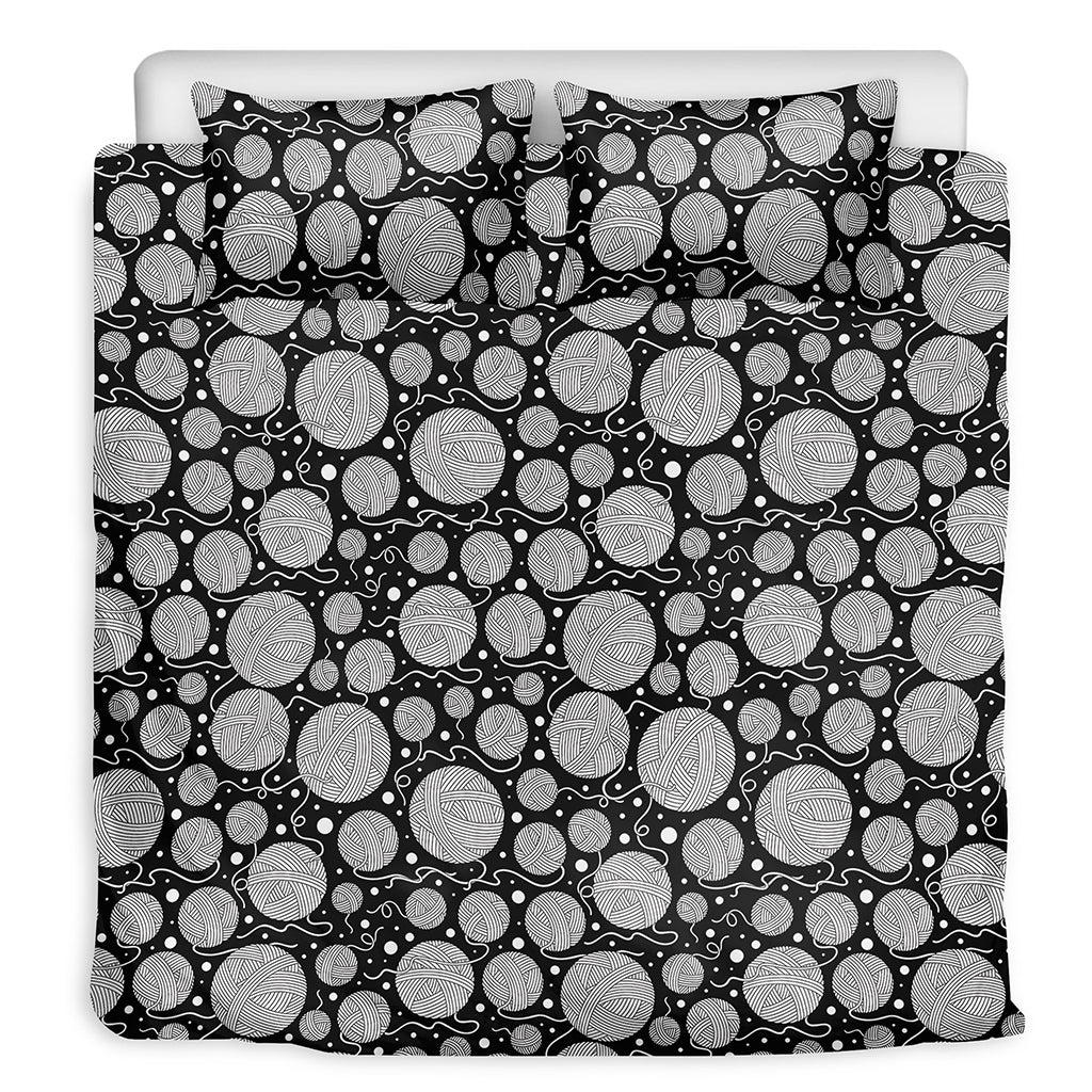 Black And White Yarn Pattern Print Duvet Cover Bedding Set