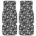 Black And White Yarn Pattern Print Front and Back Car Floor Mats