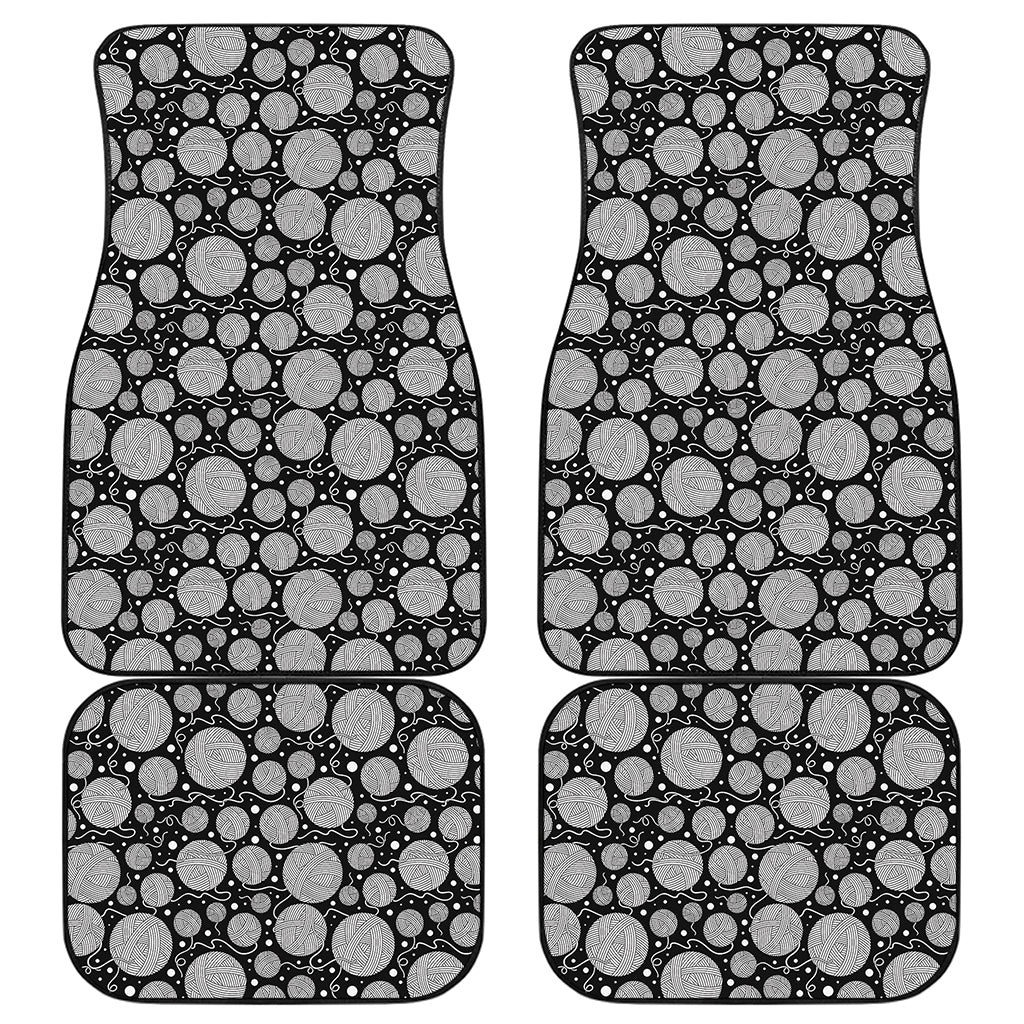 Black And White Yarn Pattern Print Front and Back Car Floor Mats