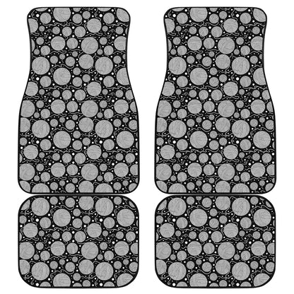 Black And White Yarn Pattern Print Front and Back Car Floor Mats