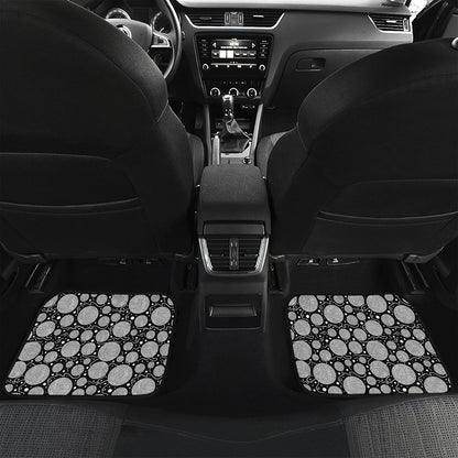 Black And White Yarn Pattern Print Front and Back Car Floor Mats