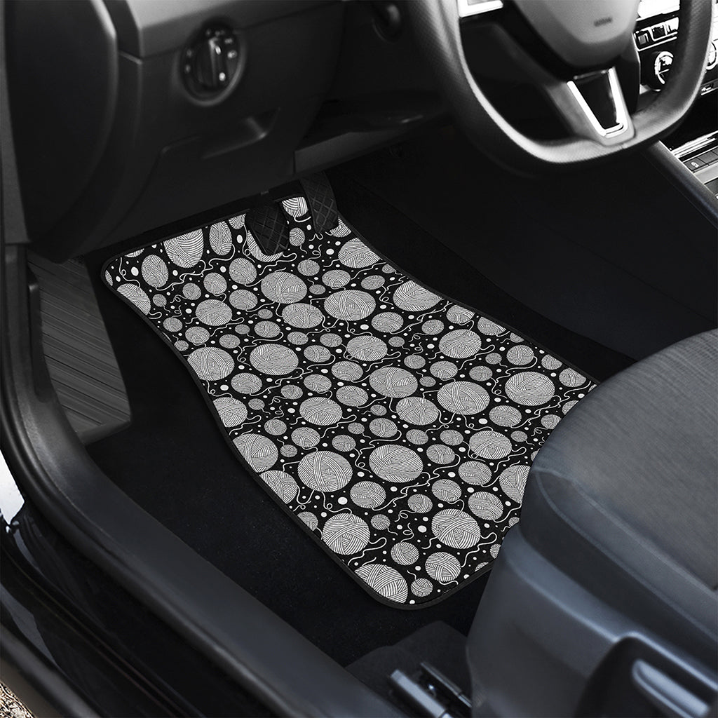 Black And White Yarn Pattern Print Front and Back Car Floor Mats