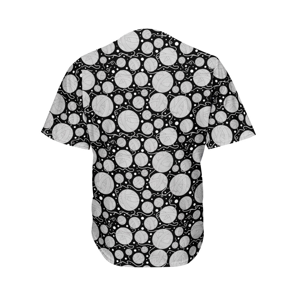 Black And White Yarn Pattern Print Men's Baseball Jersey