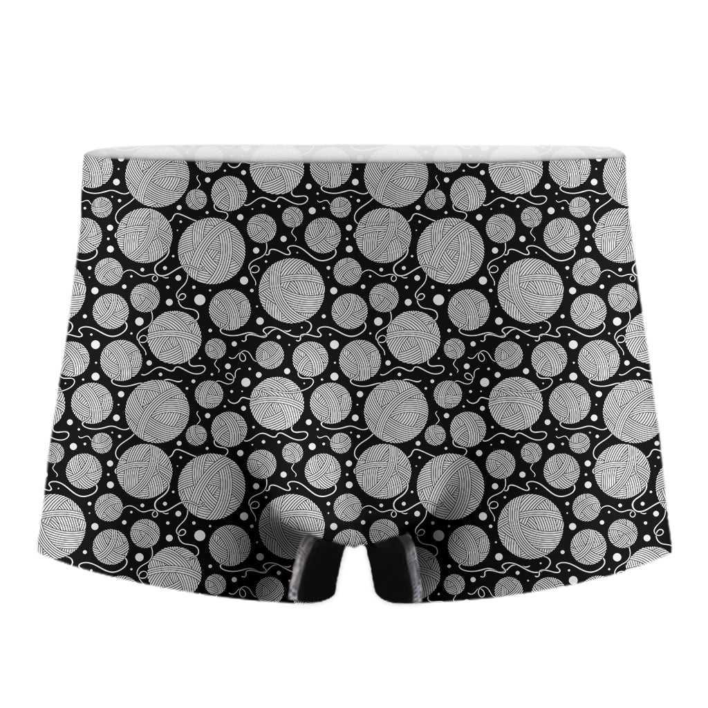 Black And White Yarn Pattern Print Men's Boxer Briefs