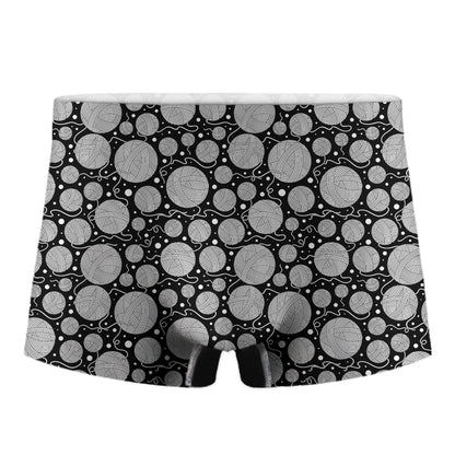 Black And White Yarn Pattern Print Men's Boxer Briefs