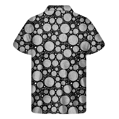 Black And White Yarn Pattern Print Men's Short Sleeve Shirt