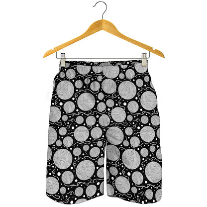 Black And White Yarn Pattern Print Men's Shorts