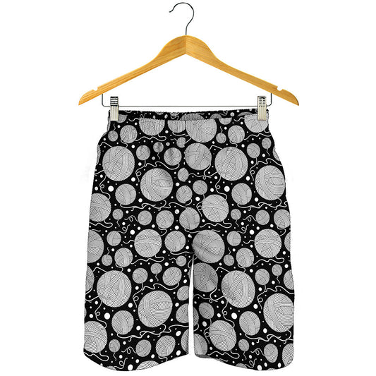 Black And White Yarn Pattern Print Men's Shorts