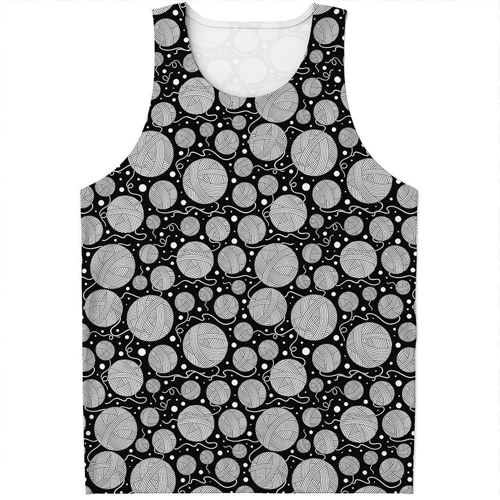Black And White Yarn Pattern Print Men's Tank Top