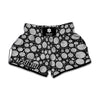 Black And White Yarn Pattern Print Muay Thai Boxing Shorts