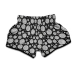 Black And White Yarn Pattern Print Muay Thai Boxing Shorts