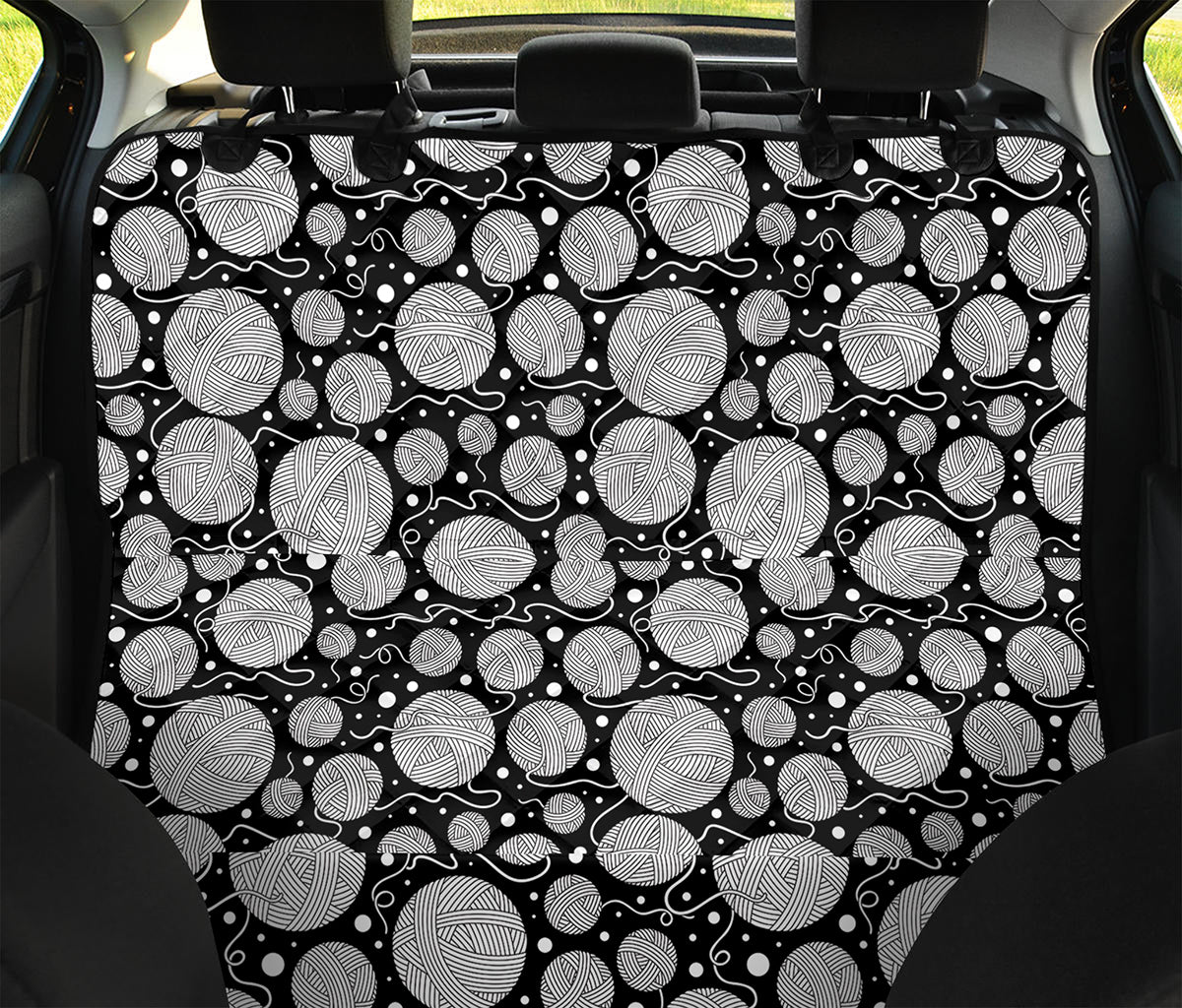 Black And White Yarn Pattern Print Pet Car Back Seat Cover
