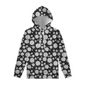 Black And White Yarn Pattern Print Pullover Hoodie