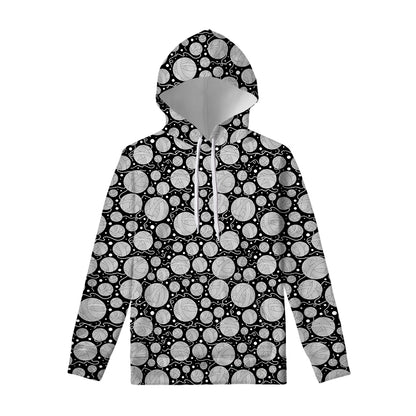 Black And White Yarn Pattern Print Pullover Hoodie