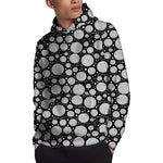 Black And White Yarn Pattern Print Pullover Hoodie