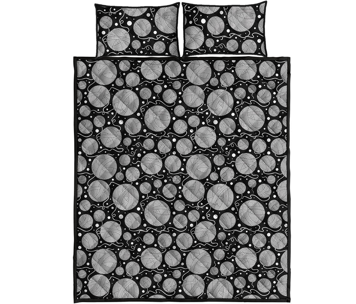 Black And White Yarn Pattern Print Quilt Bed Set