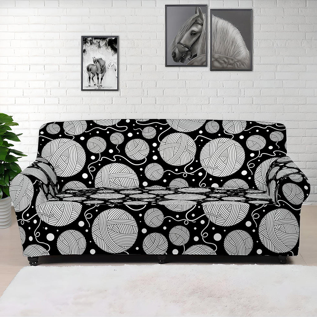 Black And White Yarn Pattern Print Sofa Cover