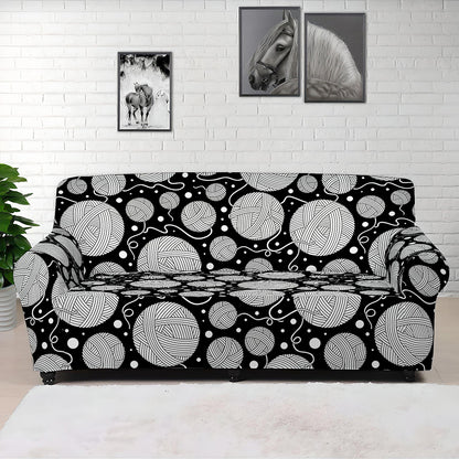 Black And White Yarn Pattern Print Sofa Cover