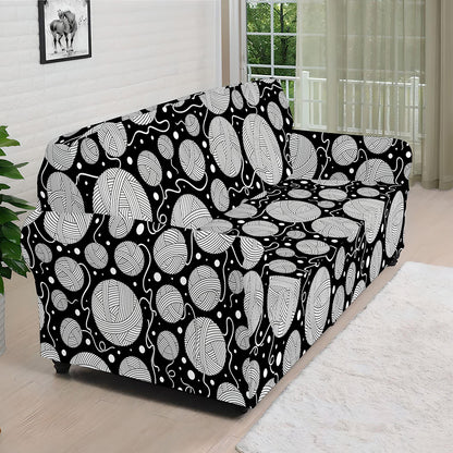 Black And White Yarn Pattern Print Sofa Cover