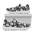 Black And White Yarn Pattern Print White Running Shoes