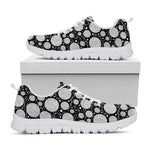Black And White Yarn Pattern Print White Sneakers