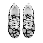 Black And White Yarn Pattern Print White Sneakers