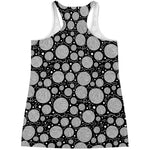 Black And White Yarn Pattern Print Women's Racerback Tank Top