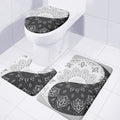 Black And White Yin Yang Mandala Print 3 Piece Bath Mat Set