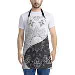 Black And White Yin Yang Mandala Print Apron