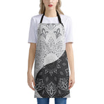 Black And White Yin Yang Mandala Print Apron