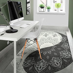 Black And White Yin Yang Mandala Print Area Rug