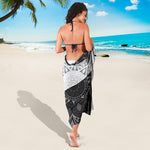 Black And White Yin Yang Mandala Print Beach Sarong Wrap