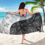 Black And White Yin Yang Mandala Print Beach Sarong Wrap