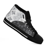 Black And White Yin Yang Mandala Print Black High Top Shoes