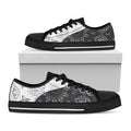 Black And White Yin Yang Mandala Print Black Low Top Sneakers