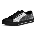 Black And White Yin Yang Mandala Print Black Low Top Shoes 