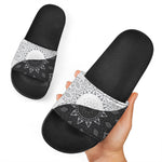 Black And White Yin Yang Mandala Print Black Slide Sandals