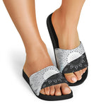 Black And White Yin Yang Mandala Print Black Slide Sandals