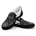 Black And White Yin Yang Mandala Print Black Slip On Sneakers