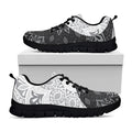 Black And White Yin Yang Mandala Print Black Running Shoes