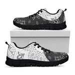 Black And White Yin Yang Mandala Print Black Sneakers