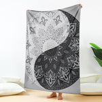 Black And White Yin Yang Mandala Print Blanket