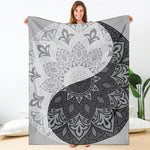 Black And White Yin Yang Mandala Print Blanket