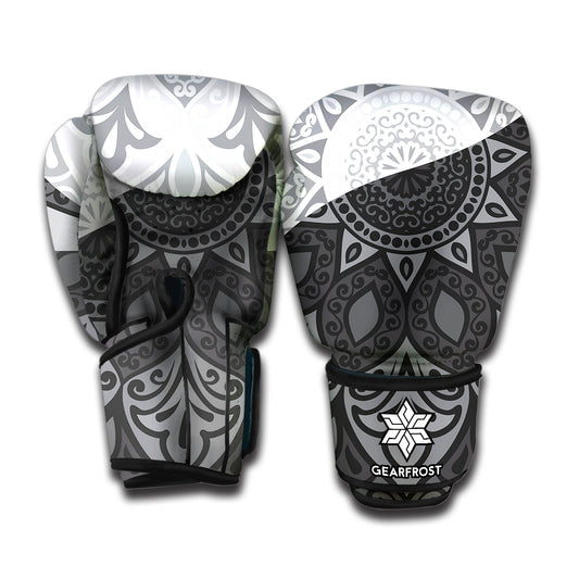 Black And White Yin Yang Mandala Print Boxing Gloves