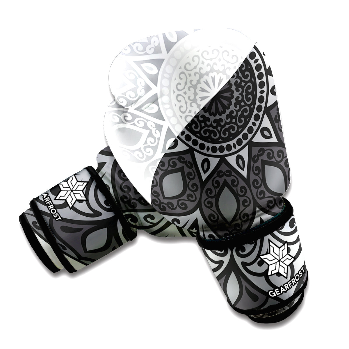 Black And White Yin Yang Mandala Print Boxing Gloves