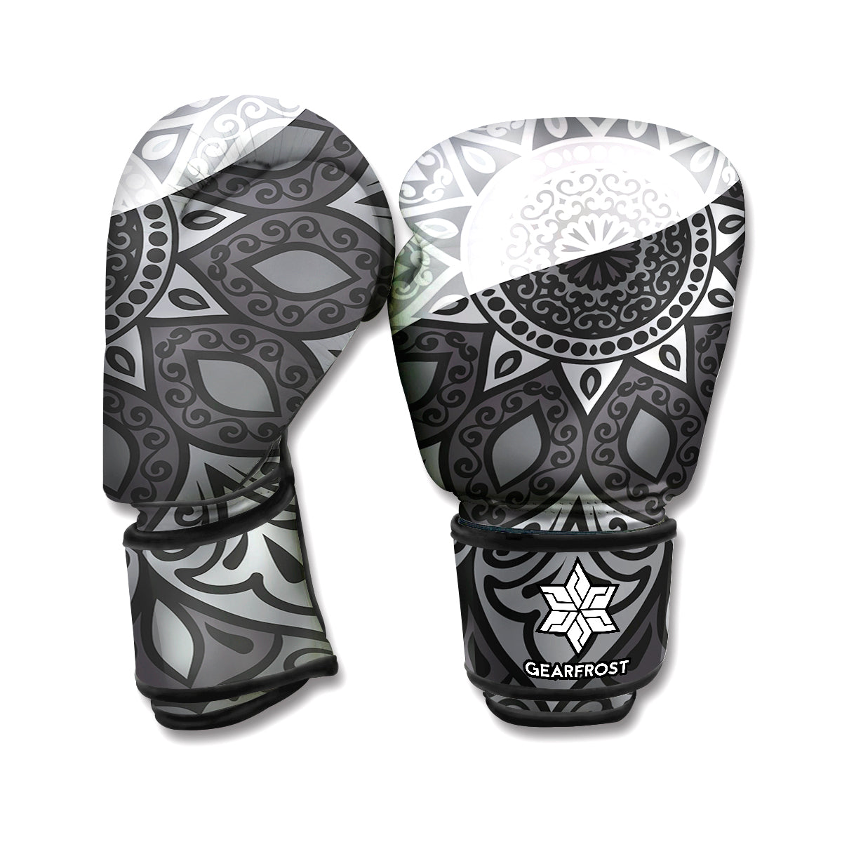 Black And White Yin Yang Mandala Print Boxing Gloves