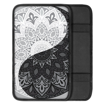 Black And White Yin Yang Mandala Print Car Center Console Cover
