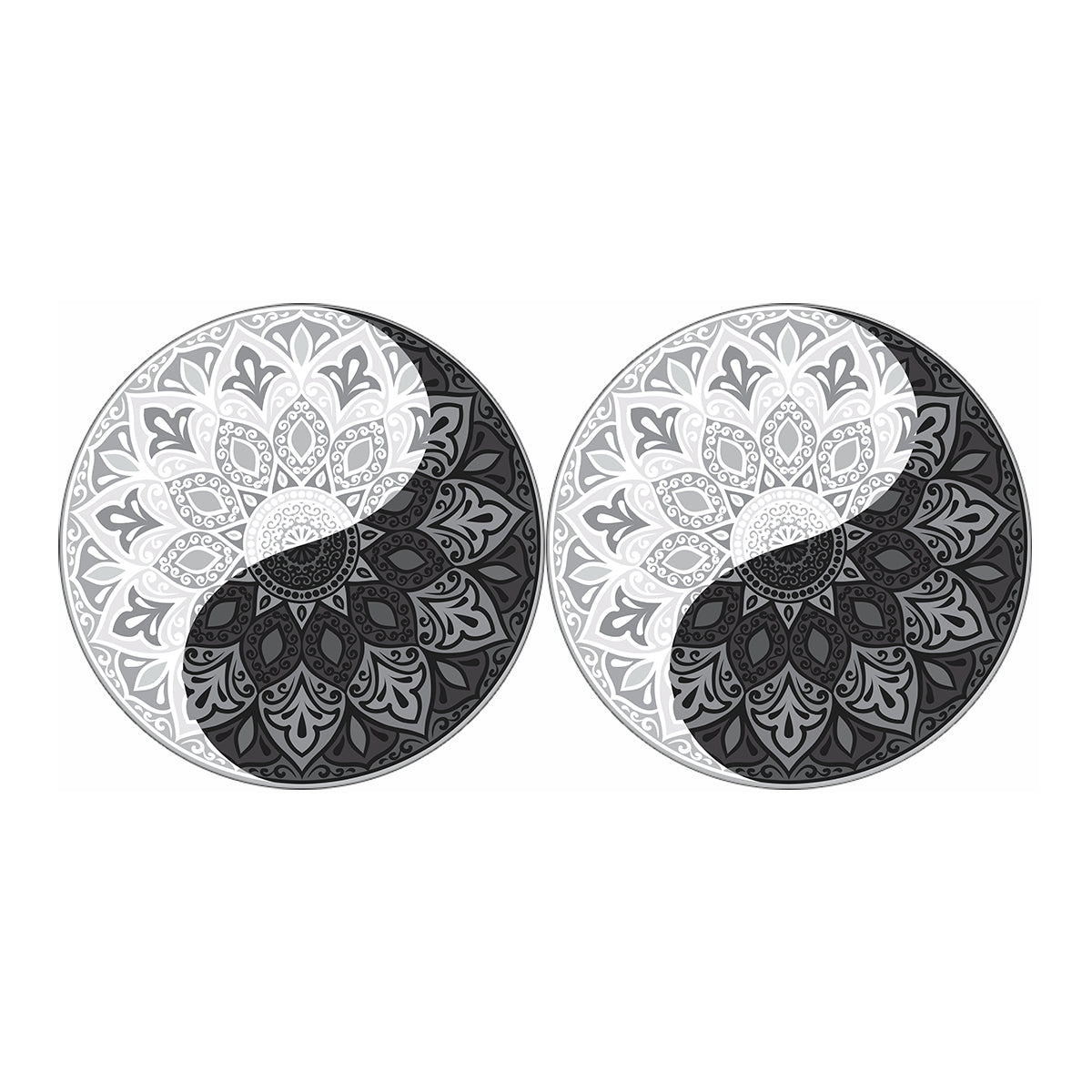 Black And White Yin Yang Mandala Print Car Coasters