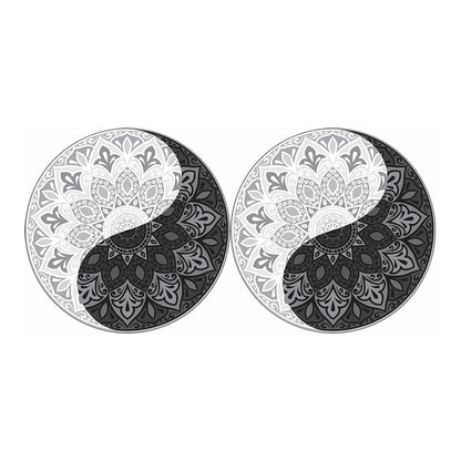 Black And White Yin Yang Mandala Print Car Coasters