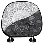 Black And White Yin Yang Mandala Print Car Headrest Covers